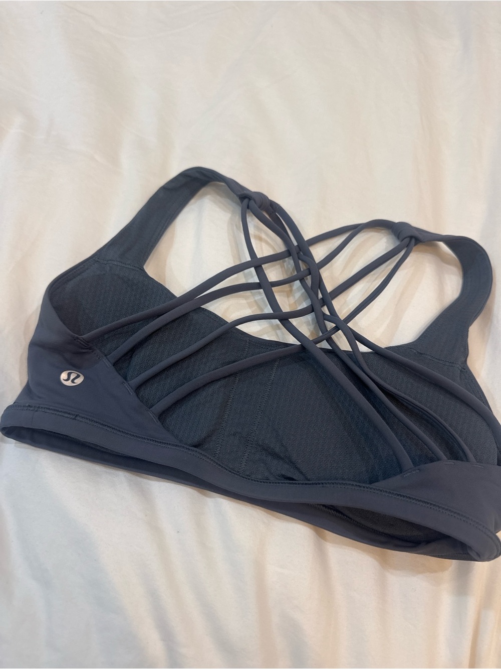 Lululemon blue/ grey free to be size 4 sports bra